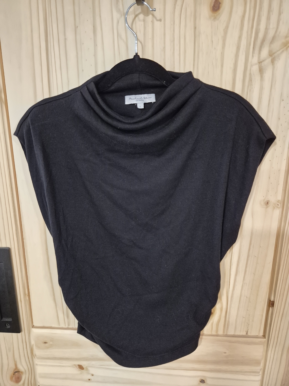 Michael Stars Black Draped Cowl Neck Sweater
